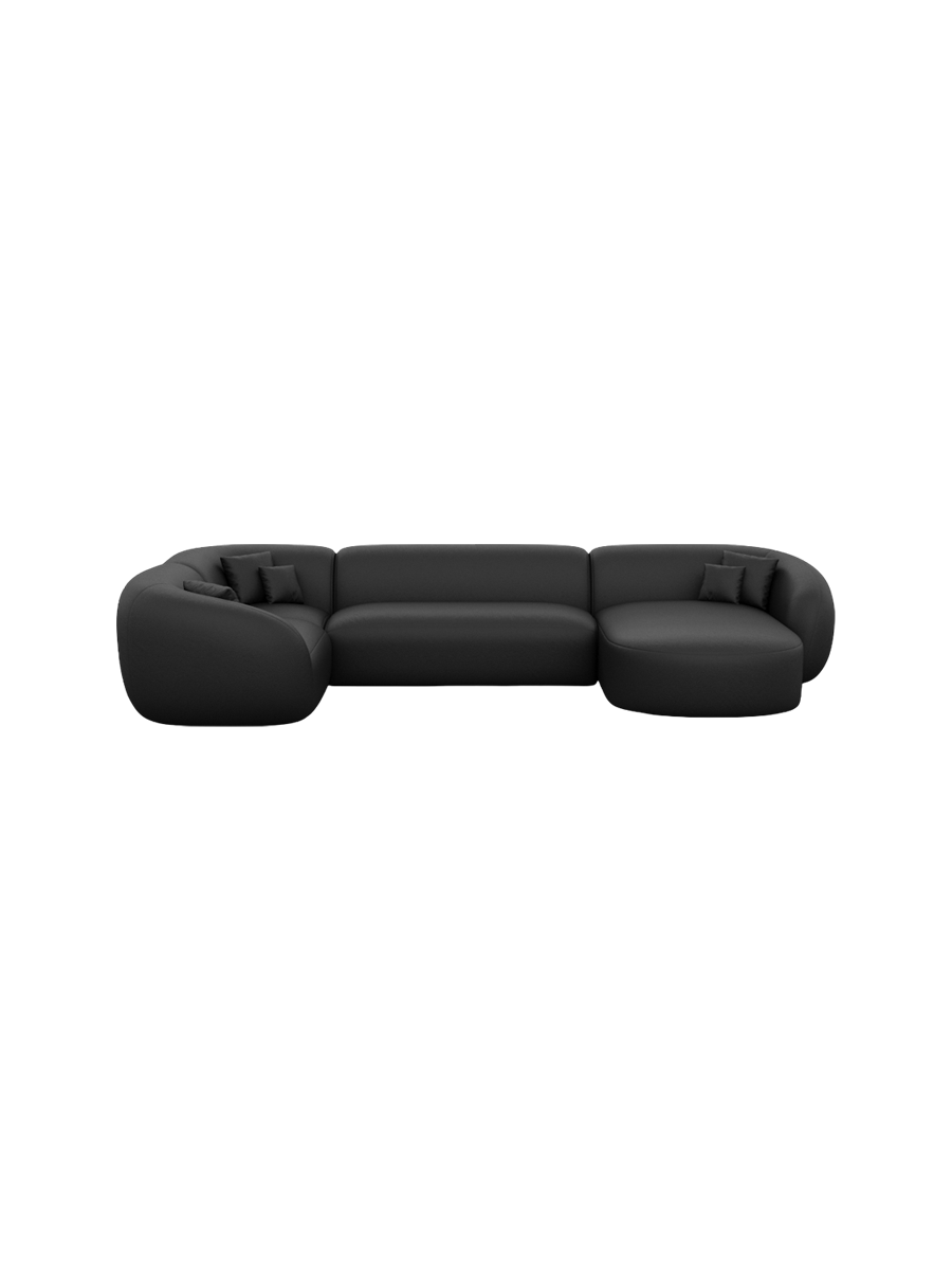 
6-Sitzer Design Echtleder Panorama-Sofa „Serano XL“ - Echtleder Beige / Lange Seite links