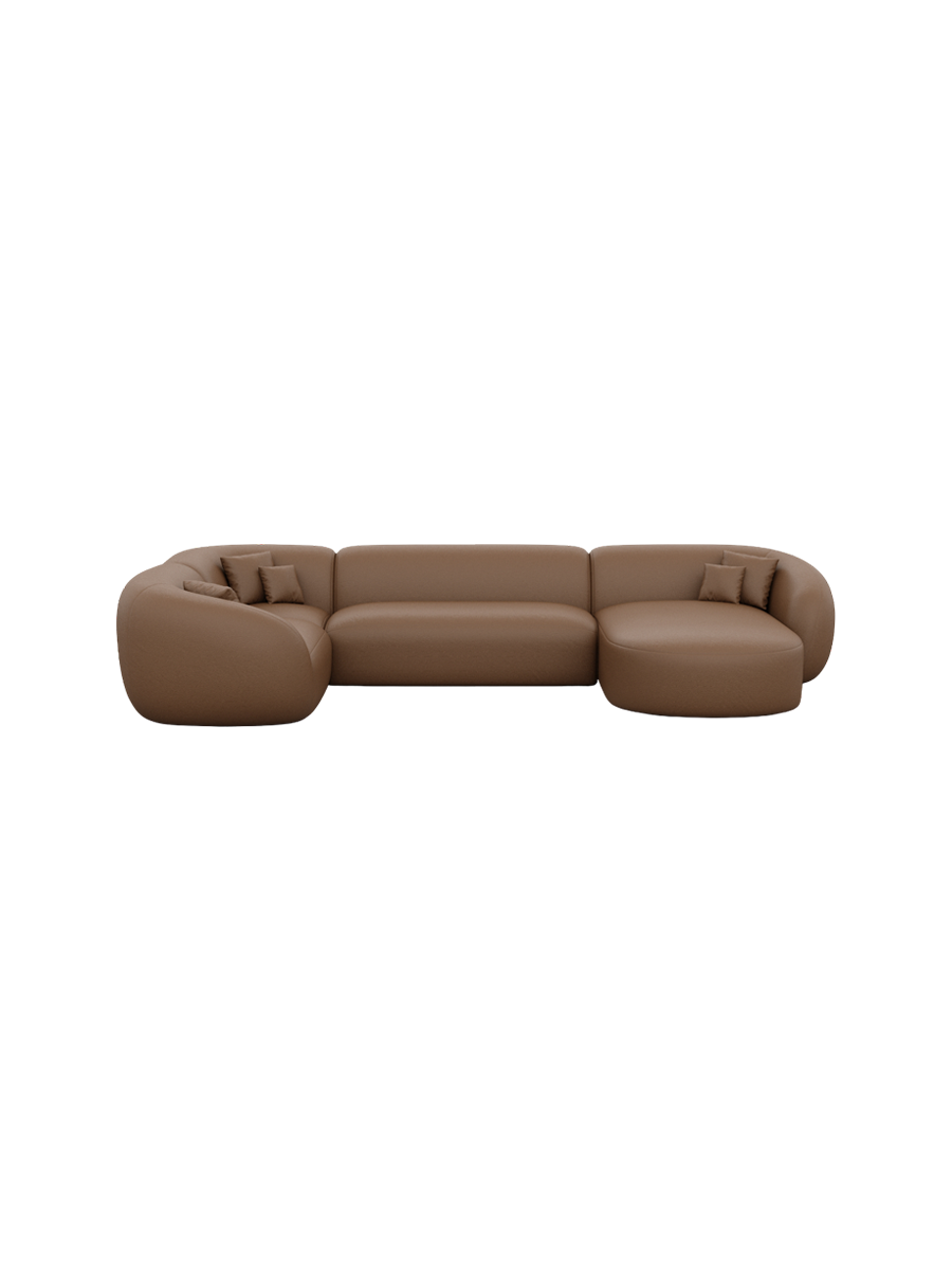 
6-Sitzer Design Echtleder Panorama-Sofa „Serano XL“ - Echtleder Beige / Lange Seite links