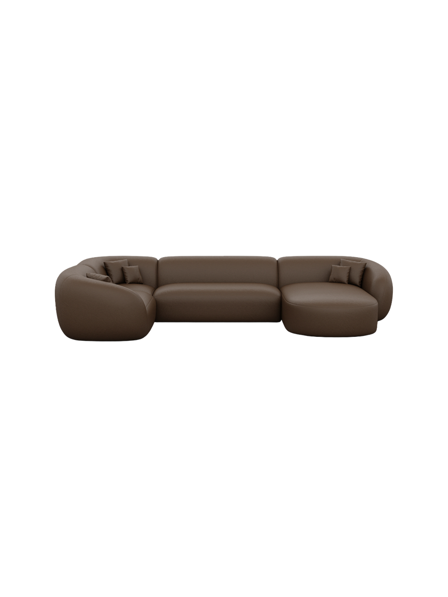 
6-Sitzer Design Echtleder Panorama-Sofa „Serano XL“ - Echtleder Beige / Lange Seite links