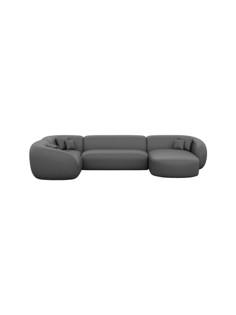 
6-Sitzer Design Echtleder Panorama-Sofa „Serano XL“ - Echtleder Beige / Lange Seite links