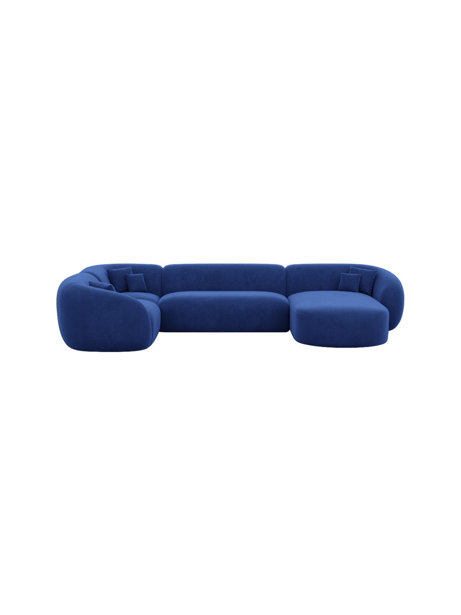 
6-Sitzer Design Panorama-Sofa „Serano XL“ mit Samtbezug - Samtbezug Königsblau / Lange Seite links