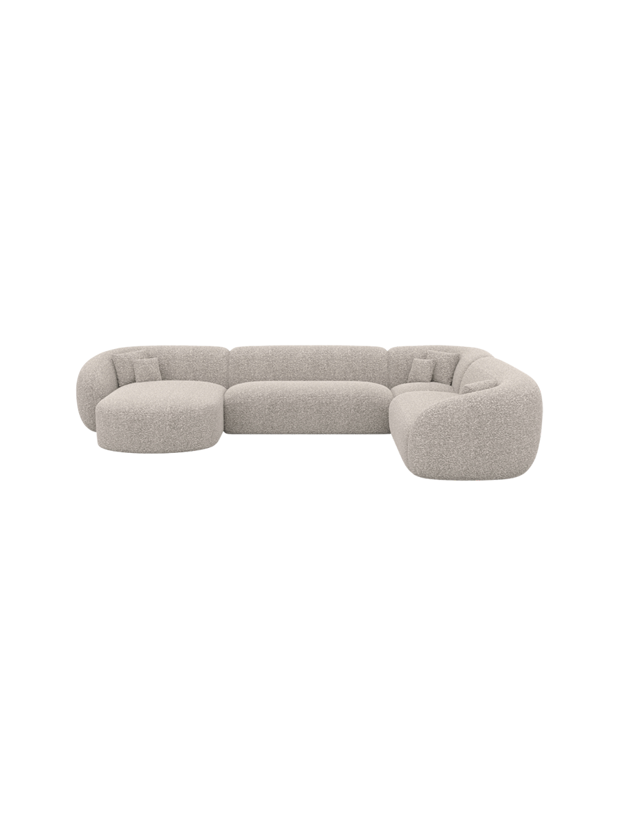 
7-Sitzer Design Panorama-Sofa „Serano XXL“ mit Bouclé-Bezug - Bouclé Graphit / Lange Seite links