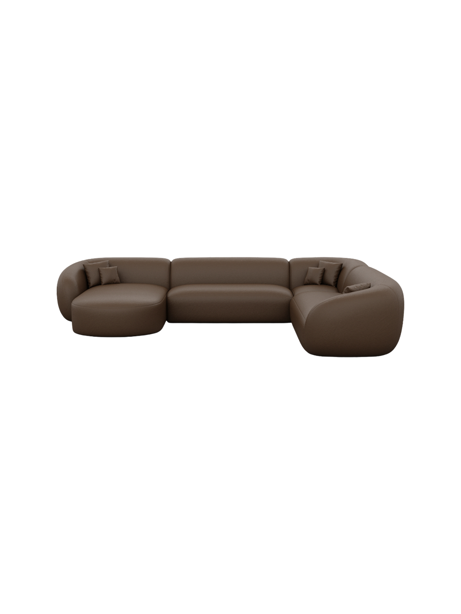 
7-Sitzer Design Echtleder Panorama-Sofa „Serano XXL“ - Echtleder Beige / Lange Seite links