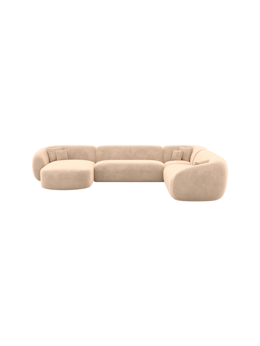 
7-Sitzer Design Panorama-Sofa „Serano XXL“ mit Samtbezug - Samtbezug Königsblau / Lange Seite links