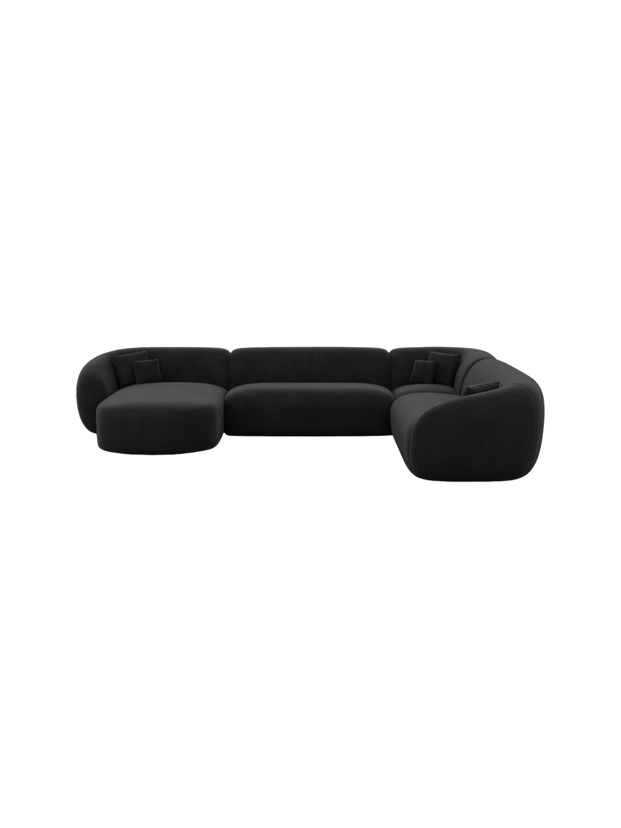 
7-Sitzer Design Panorama-Sofa „Serano XXL“ mit Samtbezug - Samtbezug Königsblau / Lange Seite links