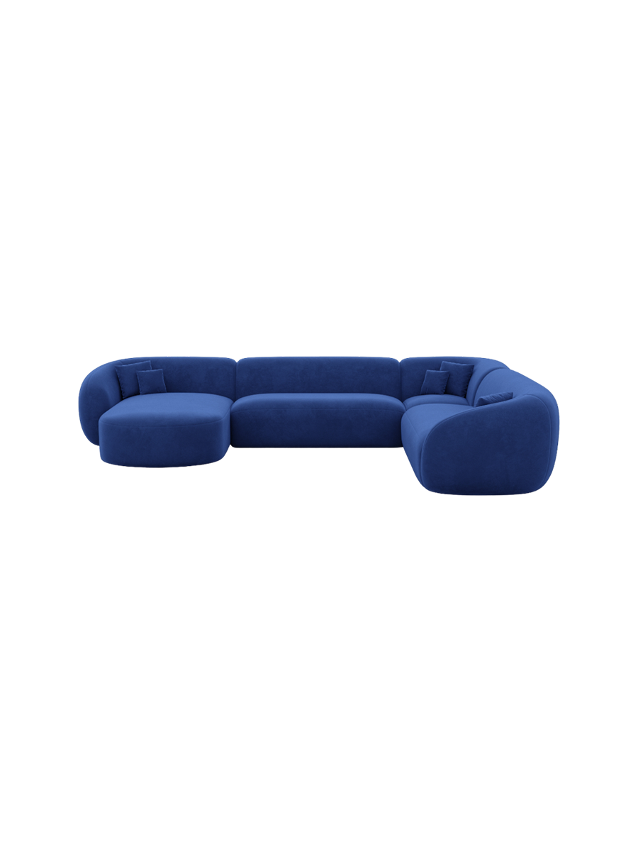
7-Sitzer Design Panorama-Sofa „Serano XXL“ mit Samtbezug - Samtbezug Königsblau / Lange Seite links