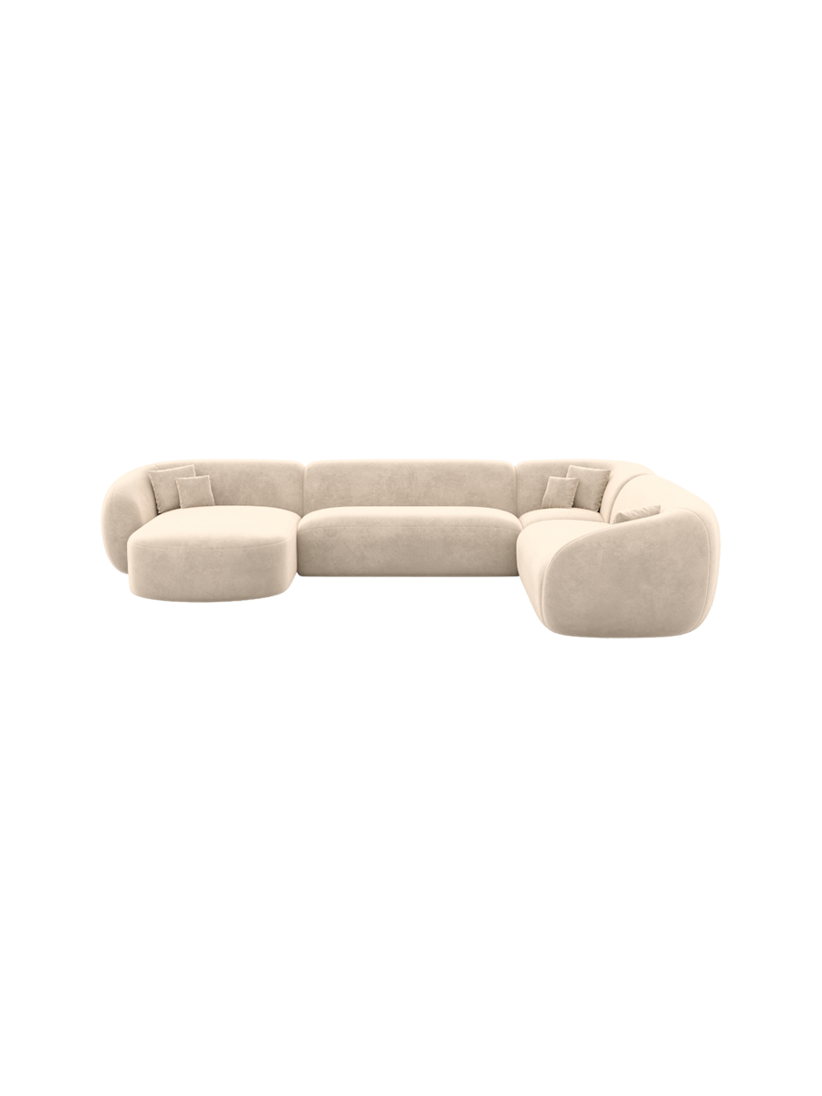 
7-Sitzer Design Panorama-Sofa „Serano XXL“ mit Samtbezug - Samtbezug Königsblau / Lange Seite links