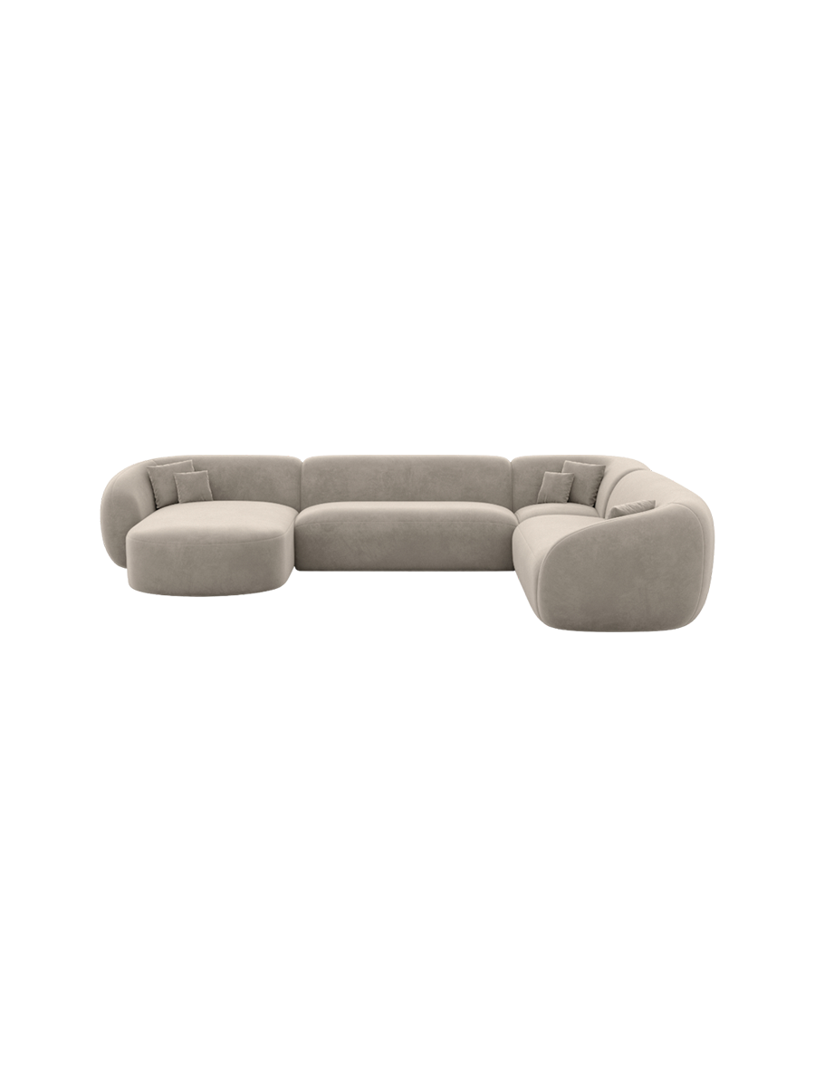 
7-Sitzer Design Panorama-Sofa „Serano XXL“ mit Samtbezug - Samtbezug Königsblau / Lange Seite links