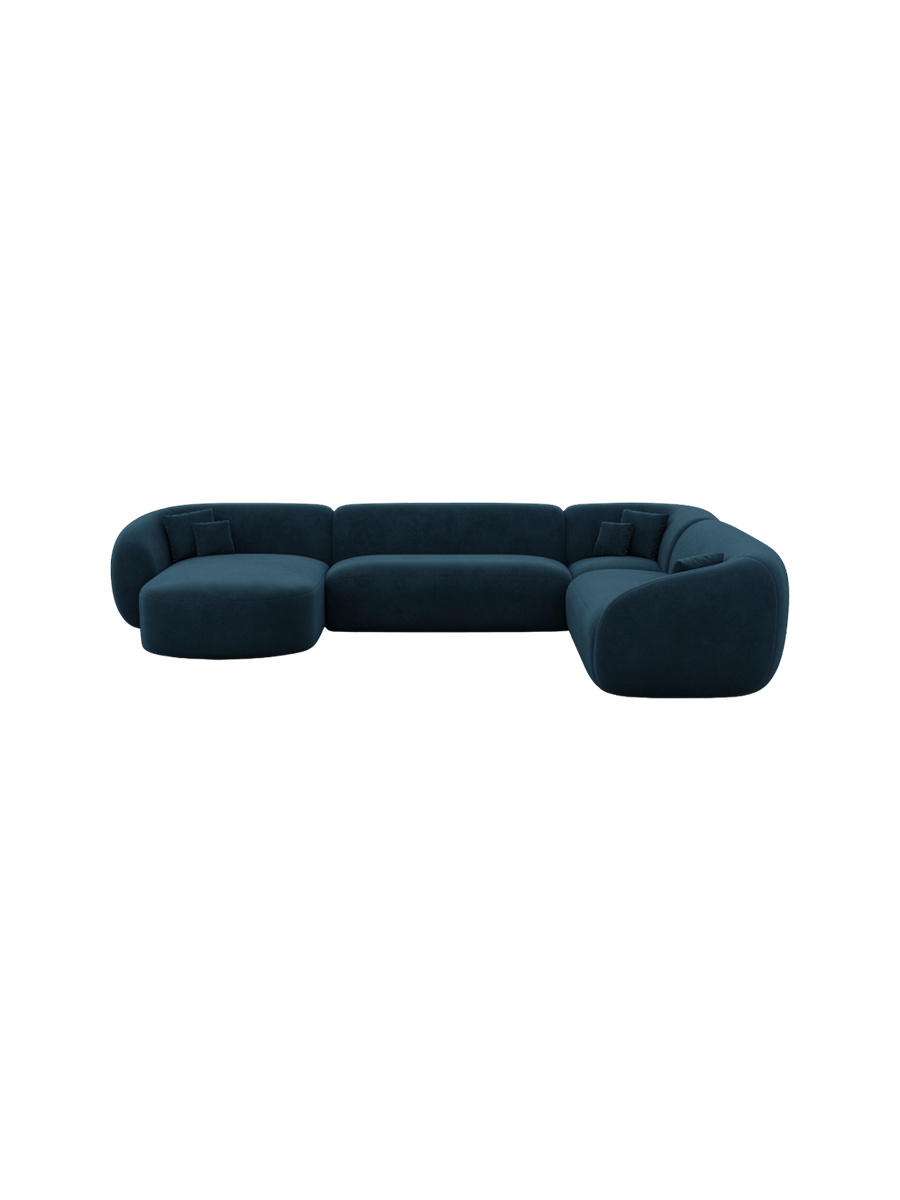 
7-Sitzer Design Panorama-Sofa „Serano XXL“ mit Samtbezug - Samtbezug Königsblau / Lange Seite links