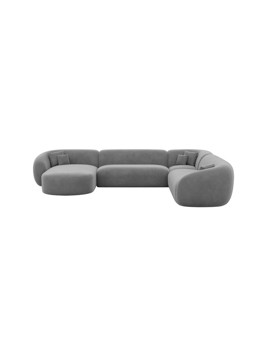 
7-Sitzer Design Panorama-Sofa „Serano XXL“ mit Samtbezug - Samtbezug Königsblau / Lange Seite links