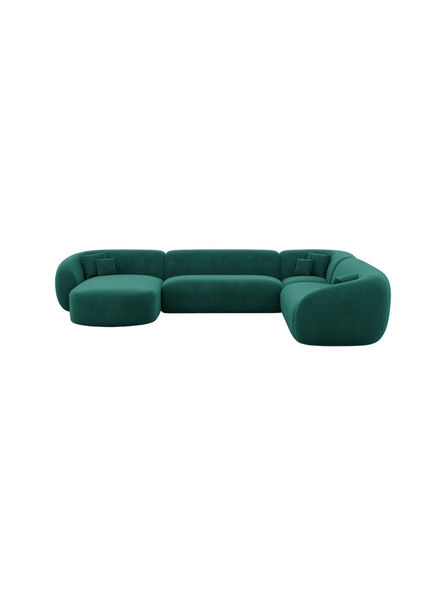 
7-Sitzer Design Panorama-Sofa „Serano XXL“ mit Samtbezug - Samtbezug Königsblau / Lange Seite links