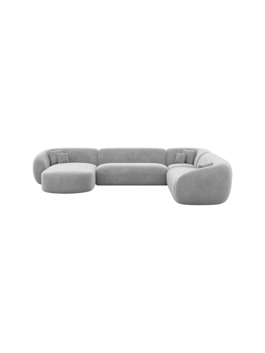
7-Sitzer Design Panorama-Sofa „Serano XXL“ mit Samtbezug - Samtbezug Königsblau / Lange Seite links