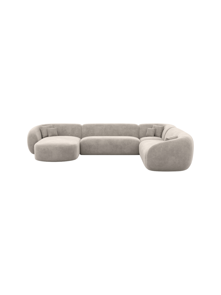 
7-Sitzer Design Panorama-Sofa „Serano XXL“ mit Samtbezug - Samtbezug Königsblau / Lange Seite links