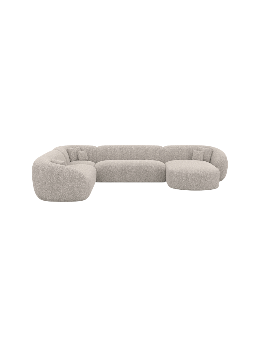
7-Sitzer Design Panorama-Sofa „Serano XXL“ mit Bouclé-Bezug - Bouclé Graphit / Lange Seite links