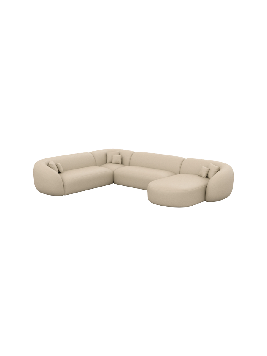 
7-Sitzer Design Echtleder Panorama-Sofa „Serano XXL“ - Echtleder Beige / Lange Seite links