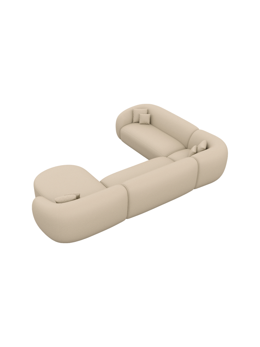 
7-Sitzer Design Echtleder Panorama-Sofa „Serano XXL“ - Echtleder Beige / Lange Seite links