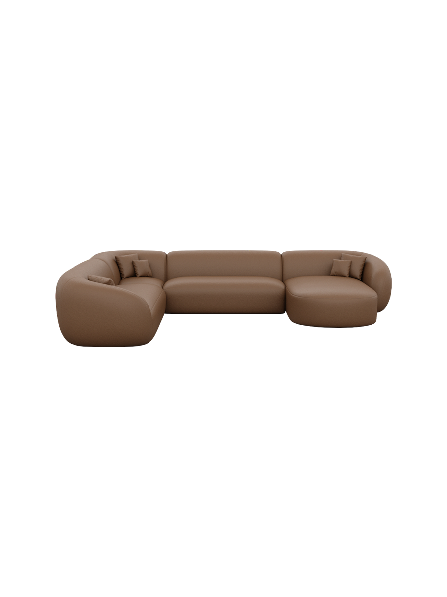 
7-Sitzer Design Echtleder Panorama-Sofa „Serano XXL“ - Echtleder Beige / Lange Seite links