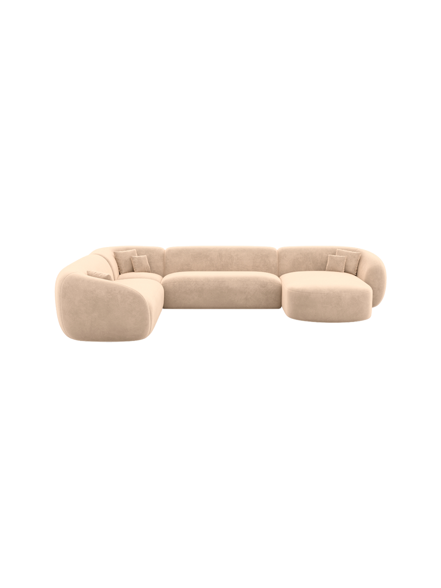 
7-Sitzer Design Panorama-Sofa „Serano XXL“ mit Samtbezug - Samtbezug Königsblau / Lange Seite links