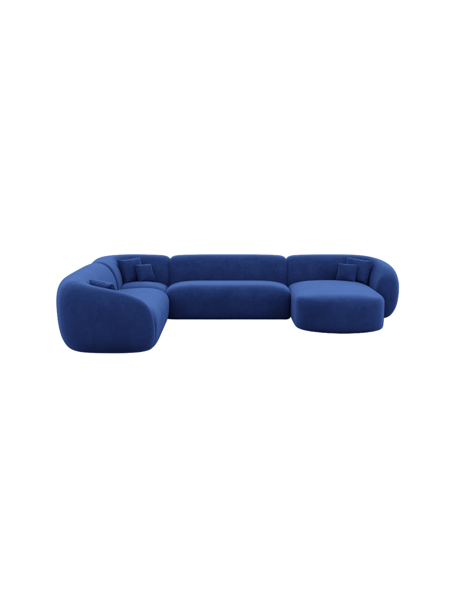 
7-Sitzer Design Panorama-Sofa „Serano XXL“ mit Samtbezug - Samtbezug Königsblau / Lange Seite links