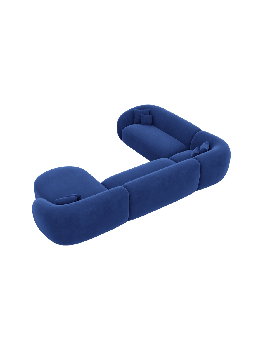 
7-Sitzer Design Panorama-Sofa „Serano XXL“ mit Samtbezug - Samtbezug Königsblau / Lange Seite links