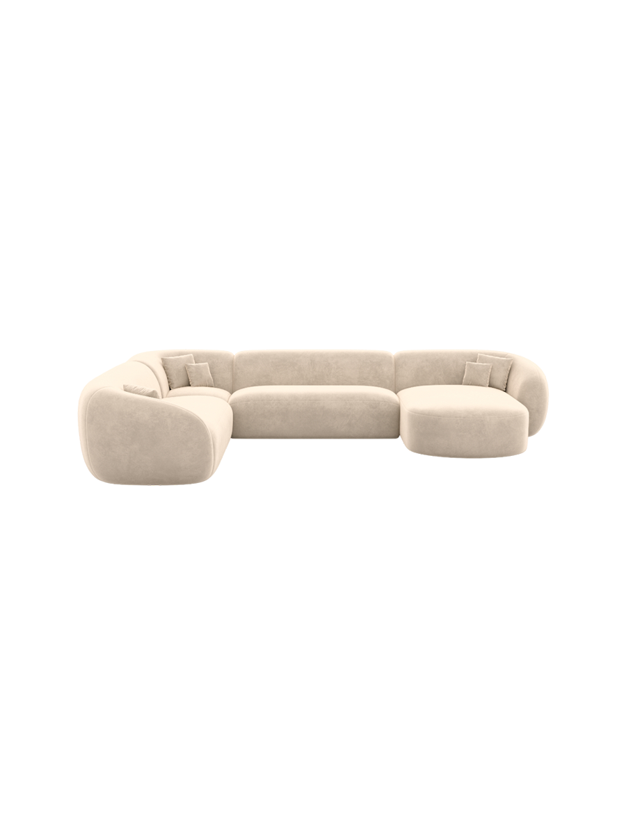
7-Sitzer Design Panorama-Sofa „Serano XXL“ mit Samtbezug - Samtbezug Königsblau / Lange Seite links