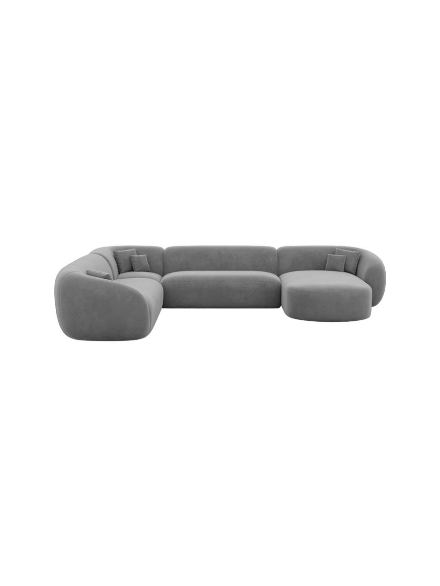 
7-Sitzer Design Panorama-Sofa „Serano XXL“ mit Samtbezug - Samtbezug Königsblau / Lange Seite links