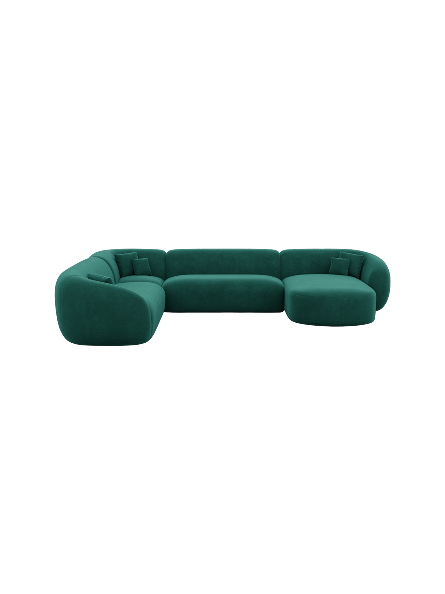 
7-Sitzer Design Panorama-Sofa „Serano XXL“ mit Samtbezug - Samtbezug Königsblau / Lange Seite links