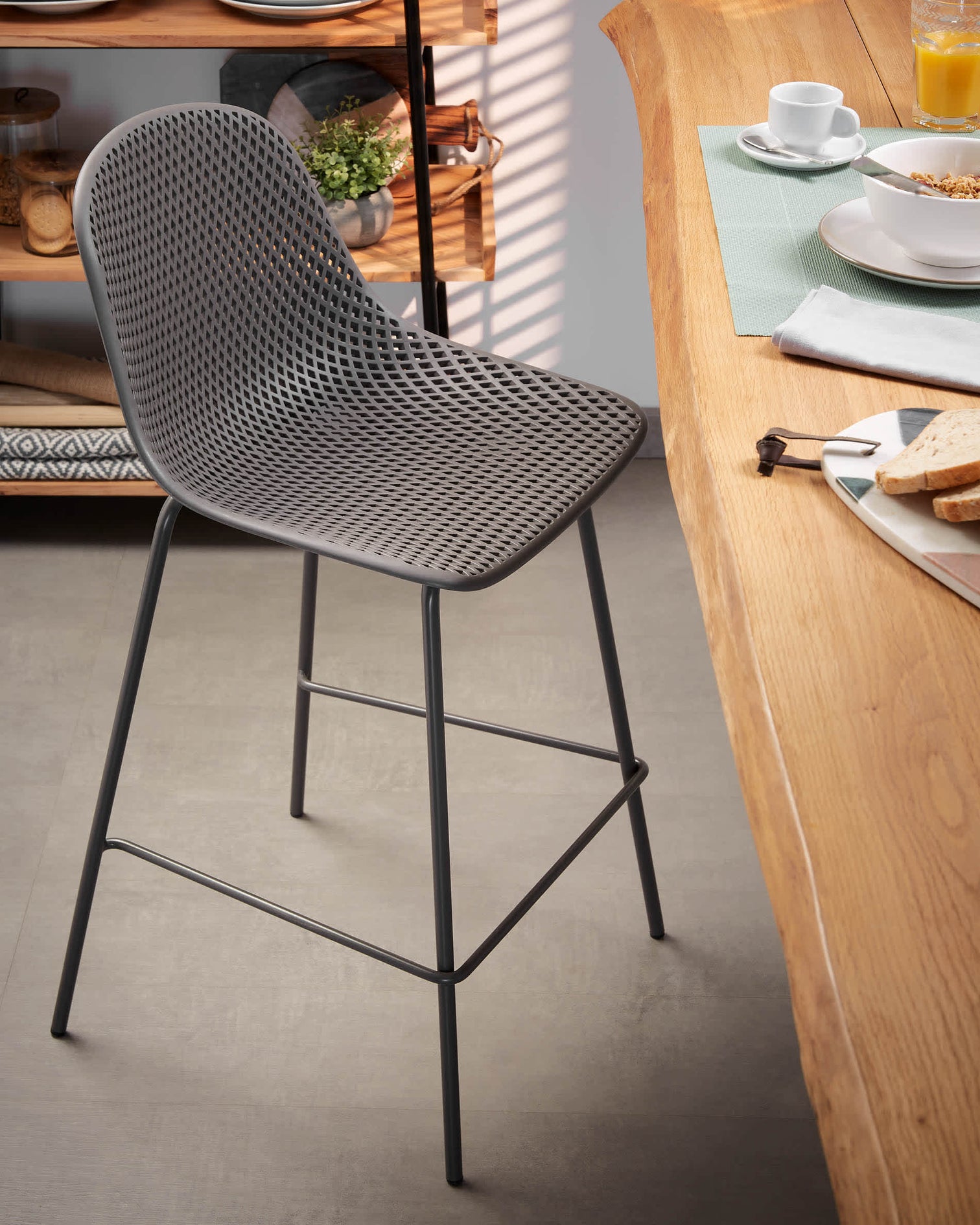 
Tabouret de bar intérieur et extérieur « Quinby » - Gris foncé / 65 cm
