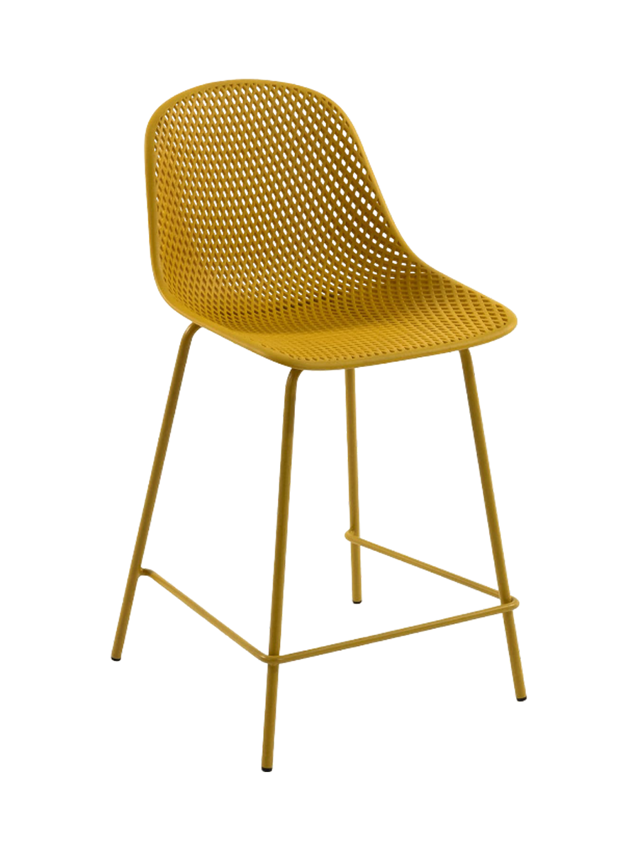 
Tabouret de bar intérieur et extérieur « Quinby » - Jaune moutarde / 65 cm
