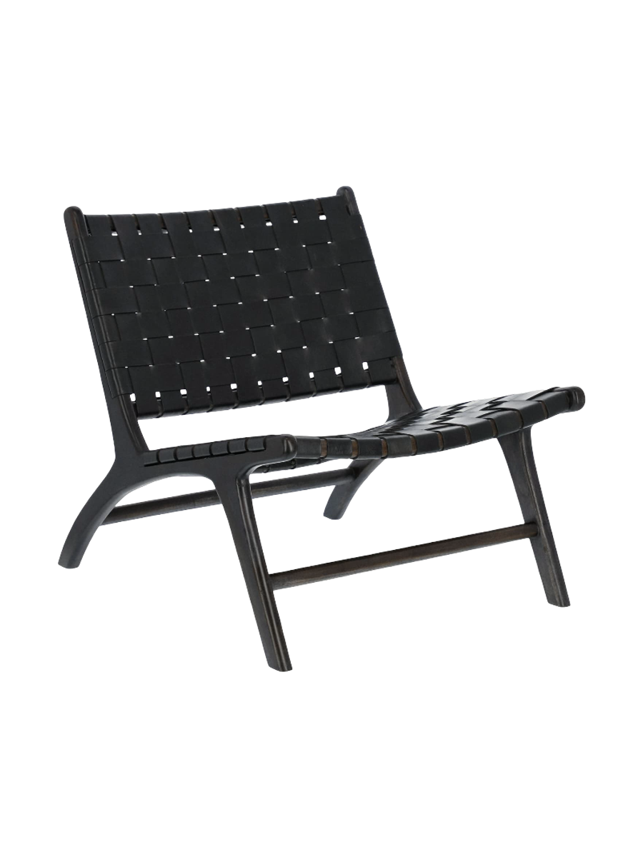 
Fauteuil en cuir massif fait main « Calixta » - Noir