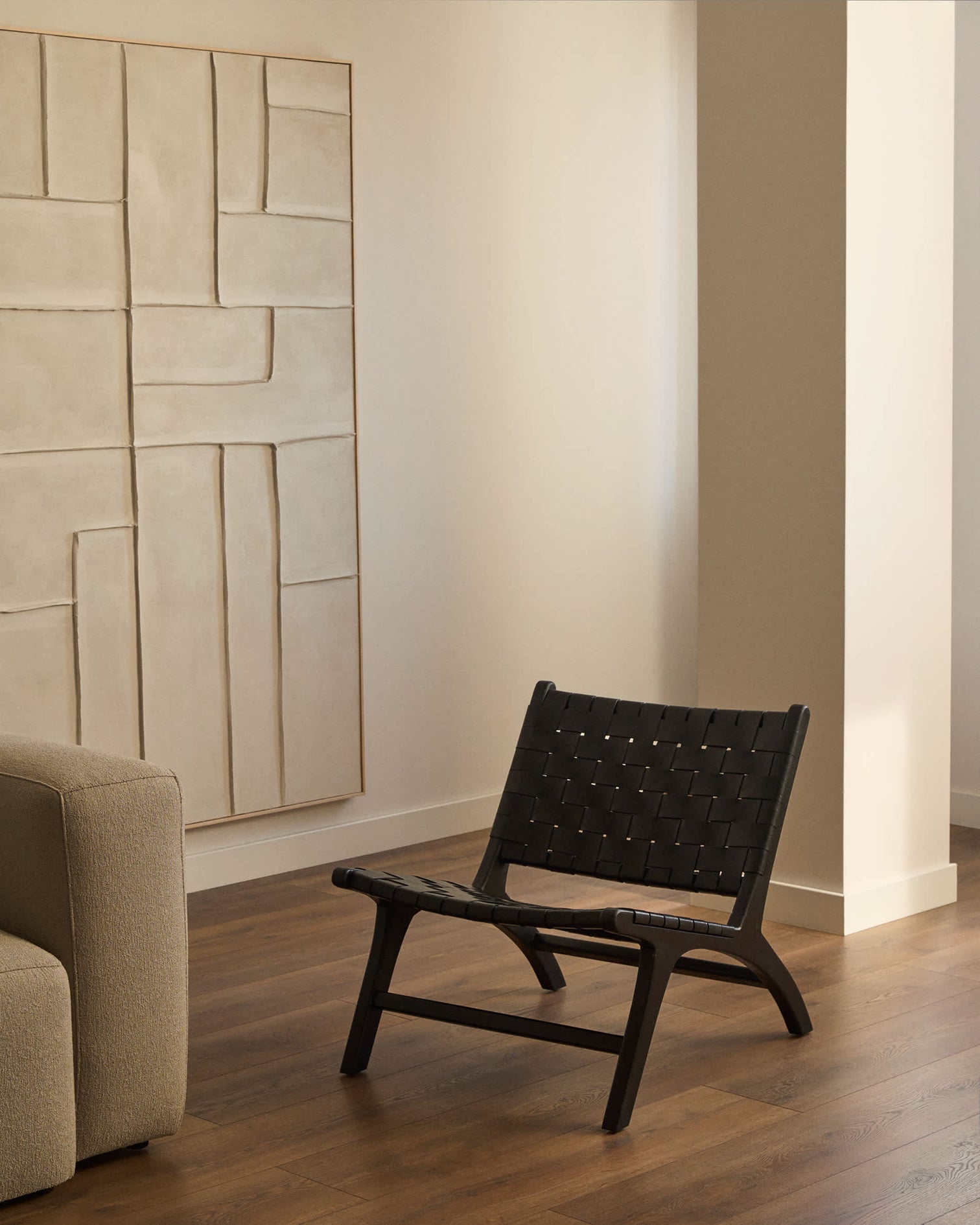 
Fauteuil en cuir massif fait main « Calixta » - Noir
