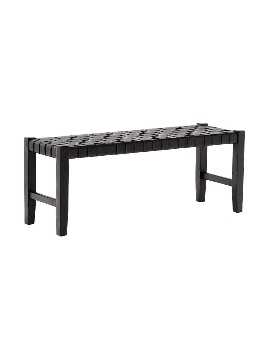 
Banc en cuir massif fait main « Calixta » - Noir