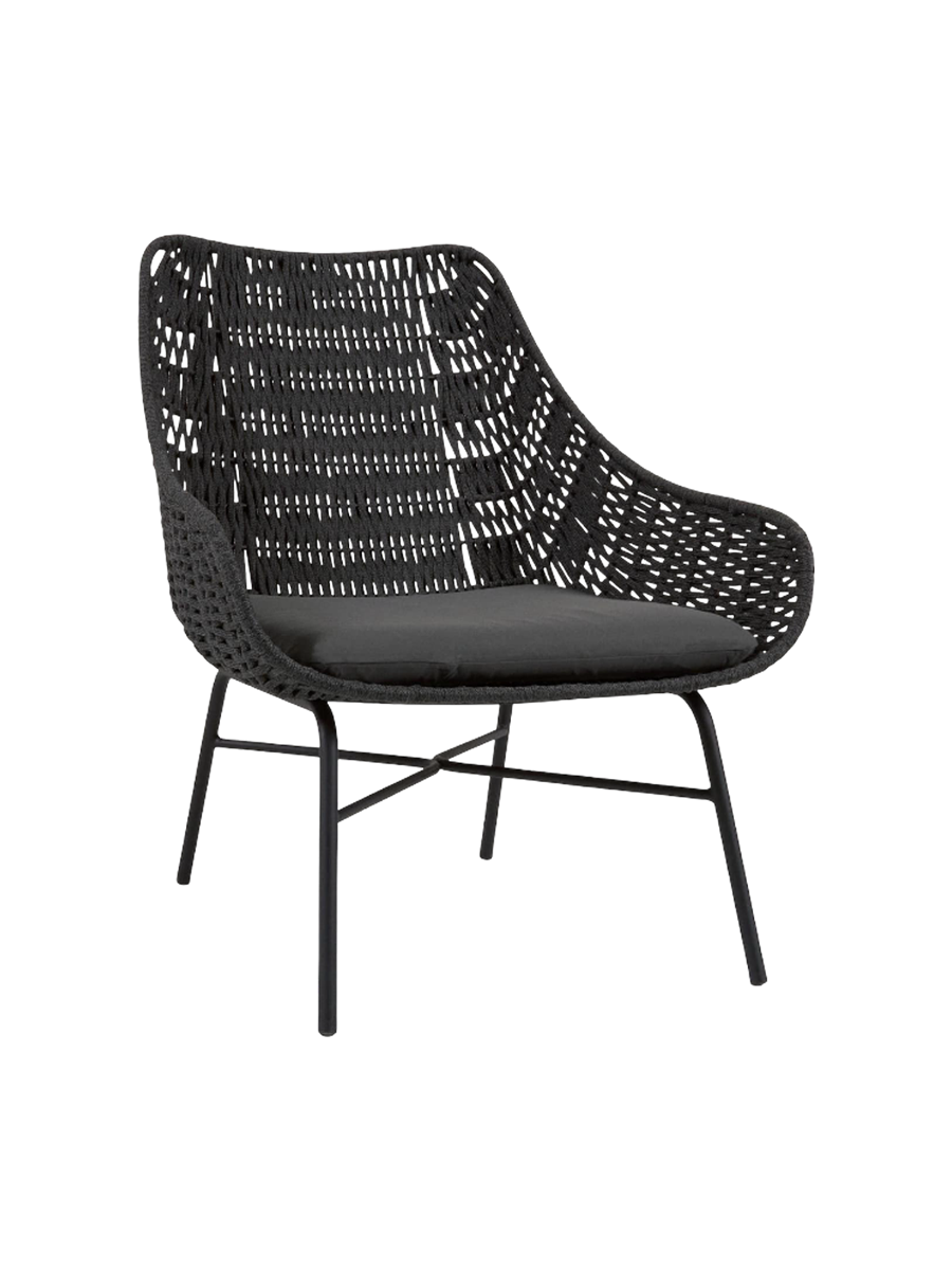 
Fauteuil d'intérieur/extérieur tressé à la main « Yanetto » - Noir