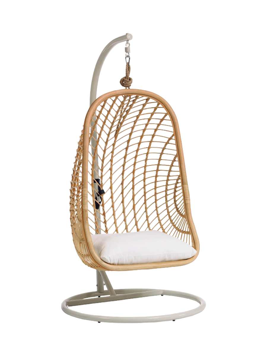 
Fauteuil suspendu tressé intérieur/extérieur « Ksenia » avec support - Monture: Beige clair