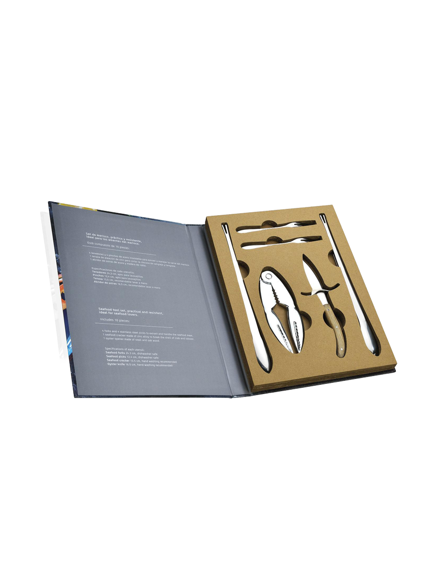 
10-teiliges Gourmet-Kit „Seafood“ aus Edelstahl – Silber