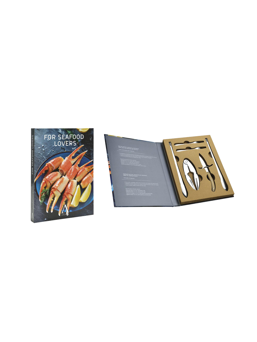 
10-teiliges Gourmet-Kit „Seafood“ aus Edelstahl – Silber