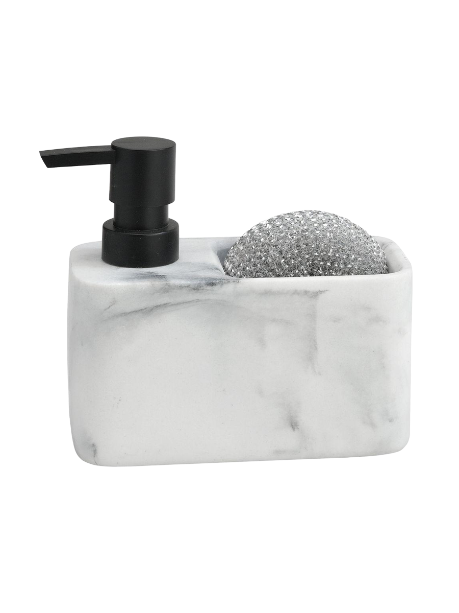 
Distributeur de savon « Lucy » avec éponge, effet marbre blanc