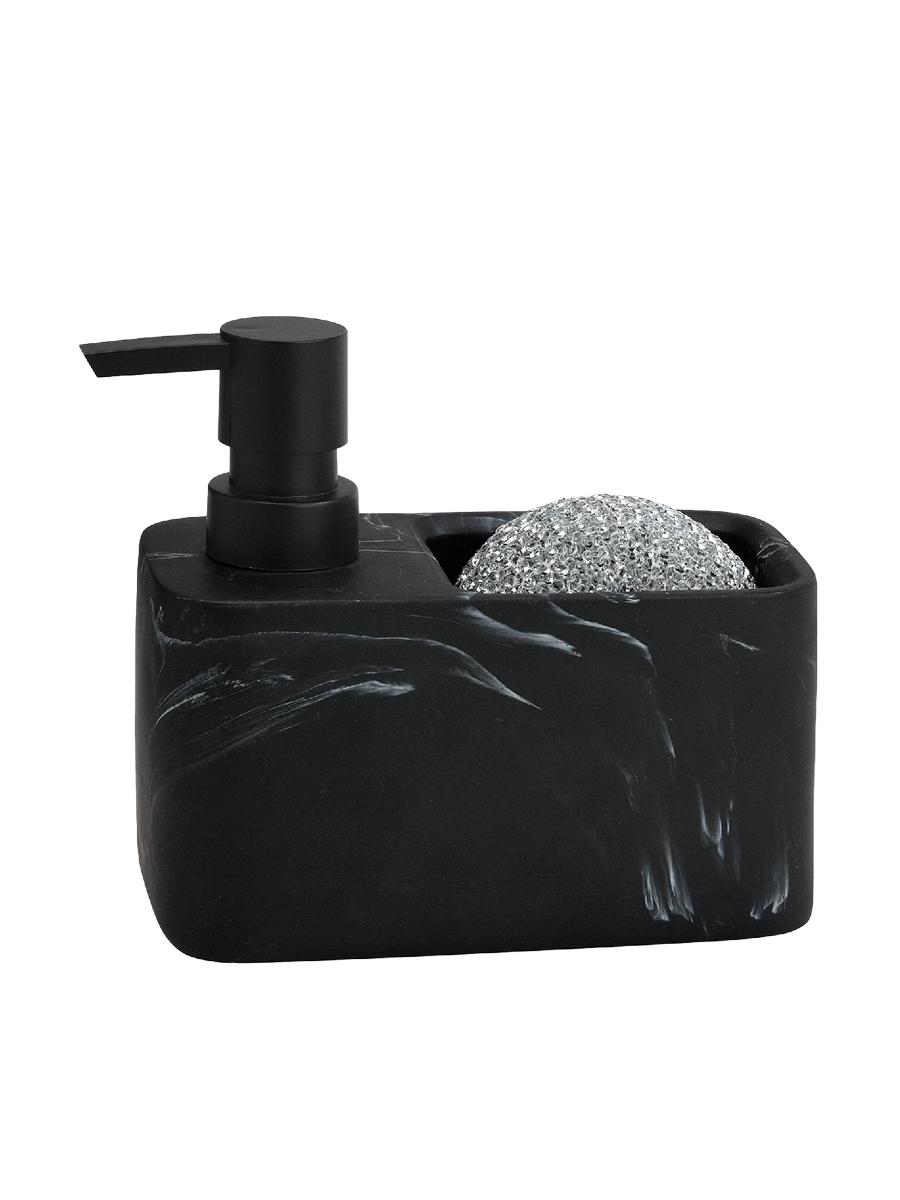 
Ensemble distributeur de savon « Lucy » avec éponge, effet marbre noir