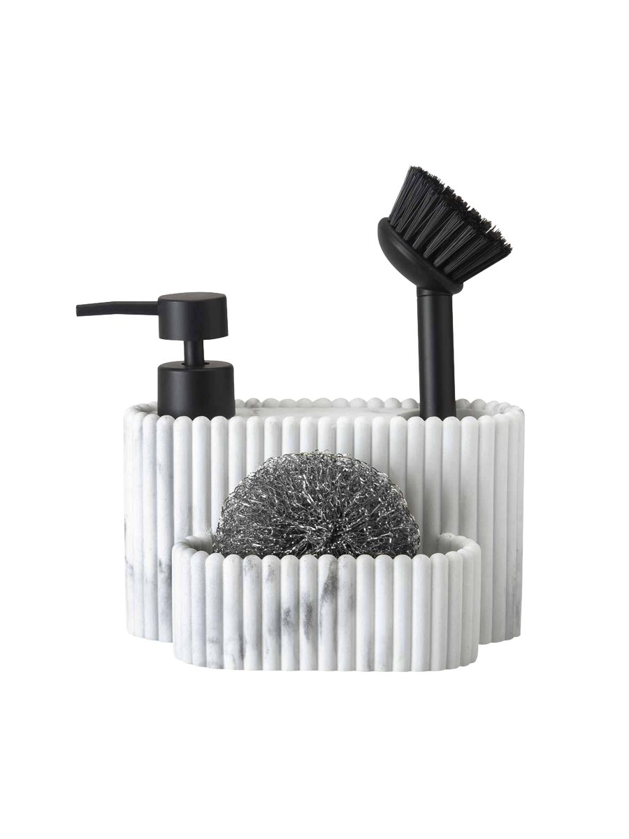 
Ensemble distributeur de savon design « Denis II » avec éponge et brosse