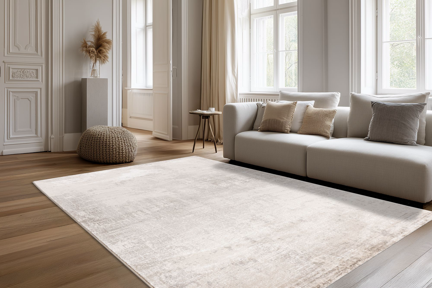 
Tapis design de qualité supérieure « Chalet 706 », Argent/Beige - 80 x 150 cm