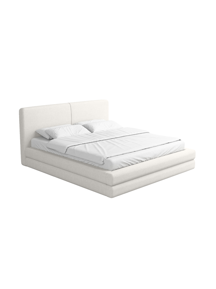 
Design Polsterbett „Liora“ mit Ablagefach, Bouclé Weiss - 140 x 200 cm
