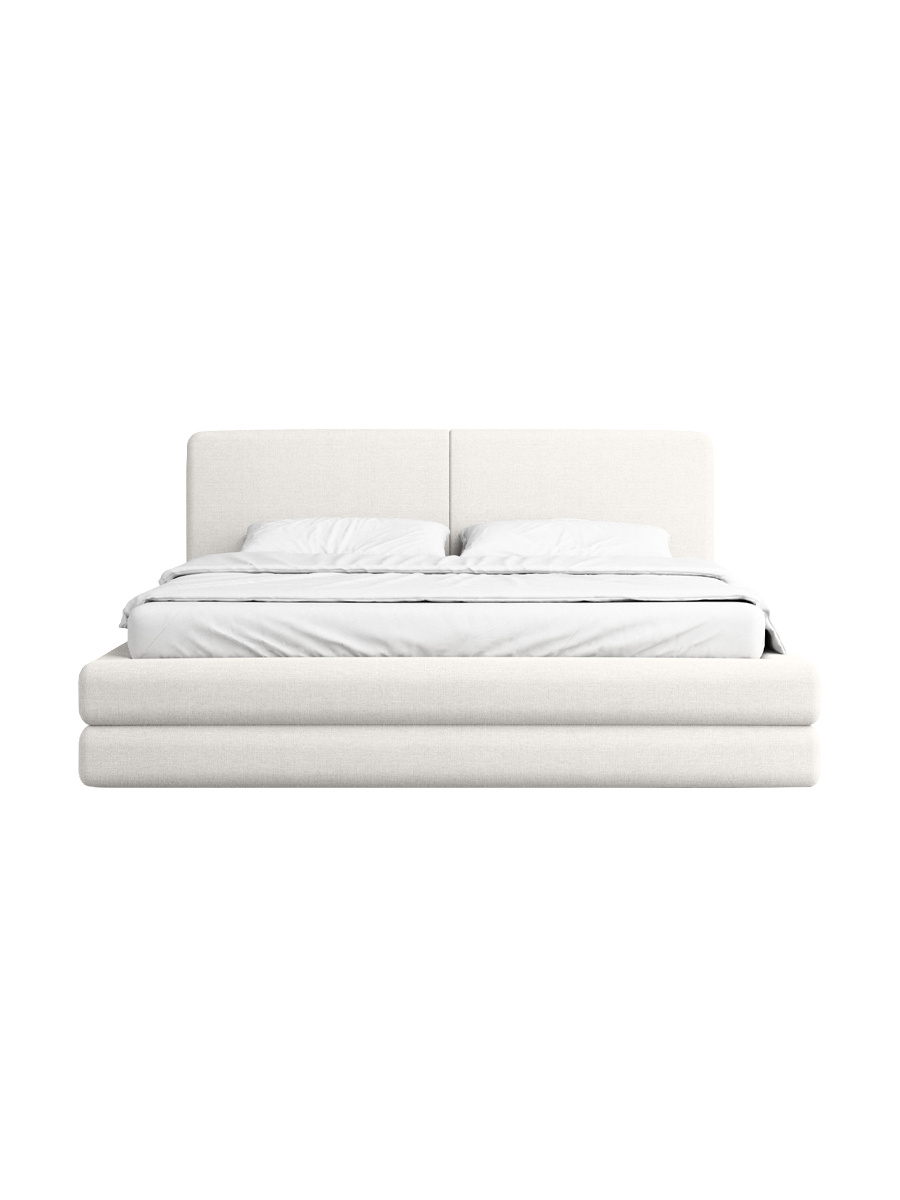 
Design Polsterbett „Liora“ mit Ablagefach, Bouclé Weiss - 140 x 200 cm