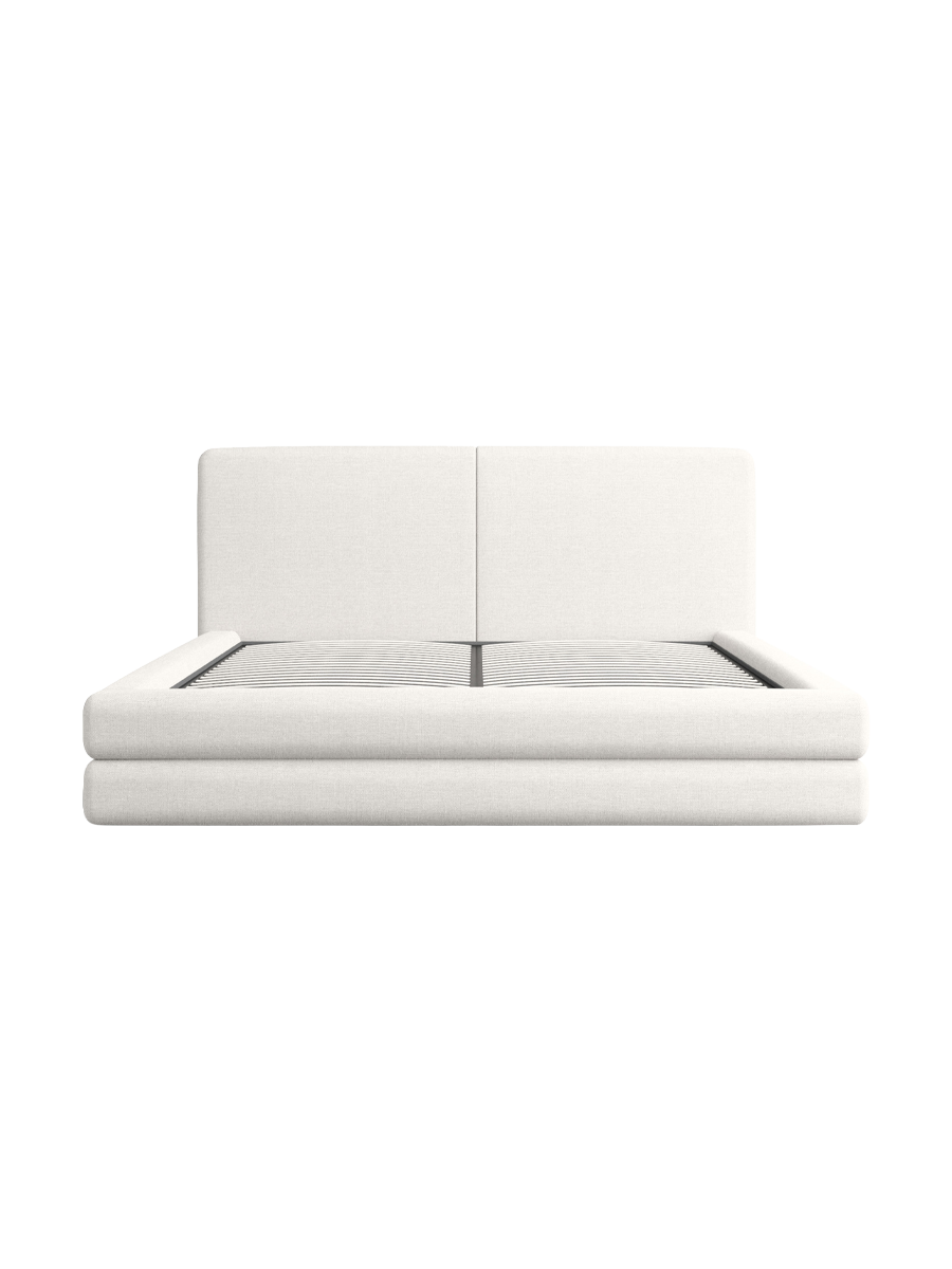 
Design Polsterbett „Liora“ mit Ablagefach, Bouclé Weiss - 140 x 200 cm