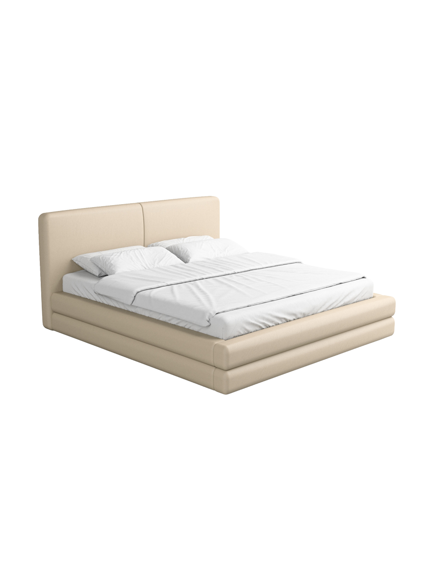 
Design Polsterbett „Liora“ mit Ablagefach, Kunstleder Beige - 140 x 200 cm