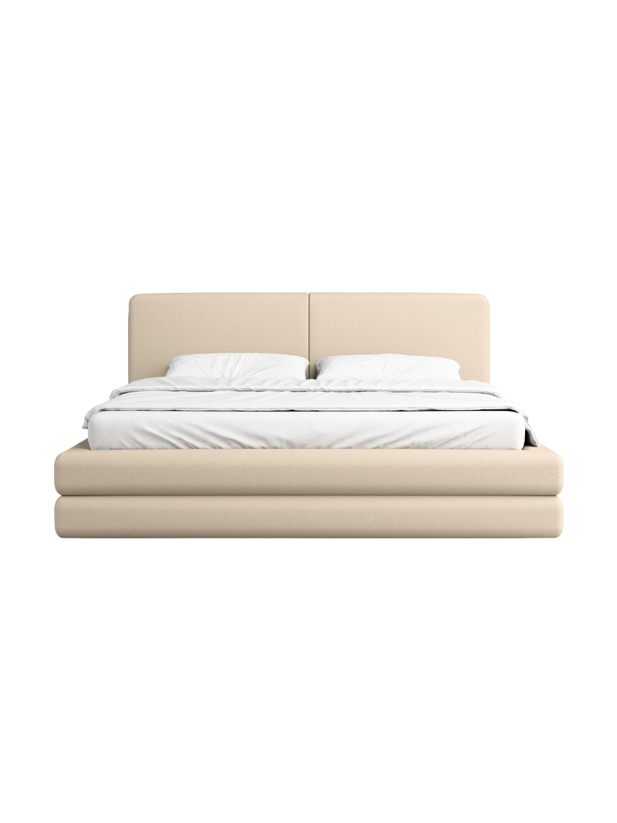 
Design Polsterbett „Liora“ mit Ablagefach, Kunstleder Beige - 140 x 200 cm