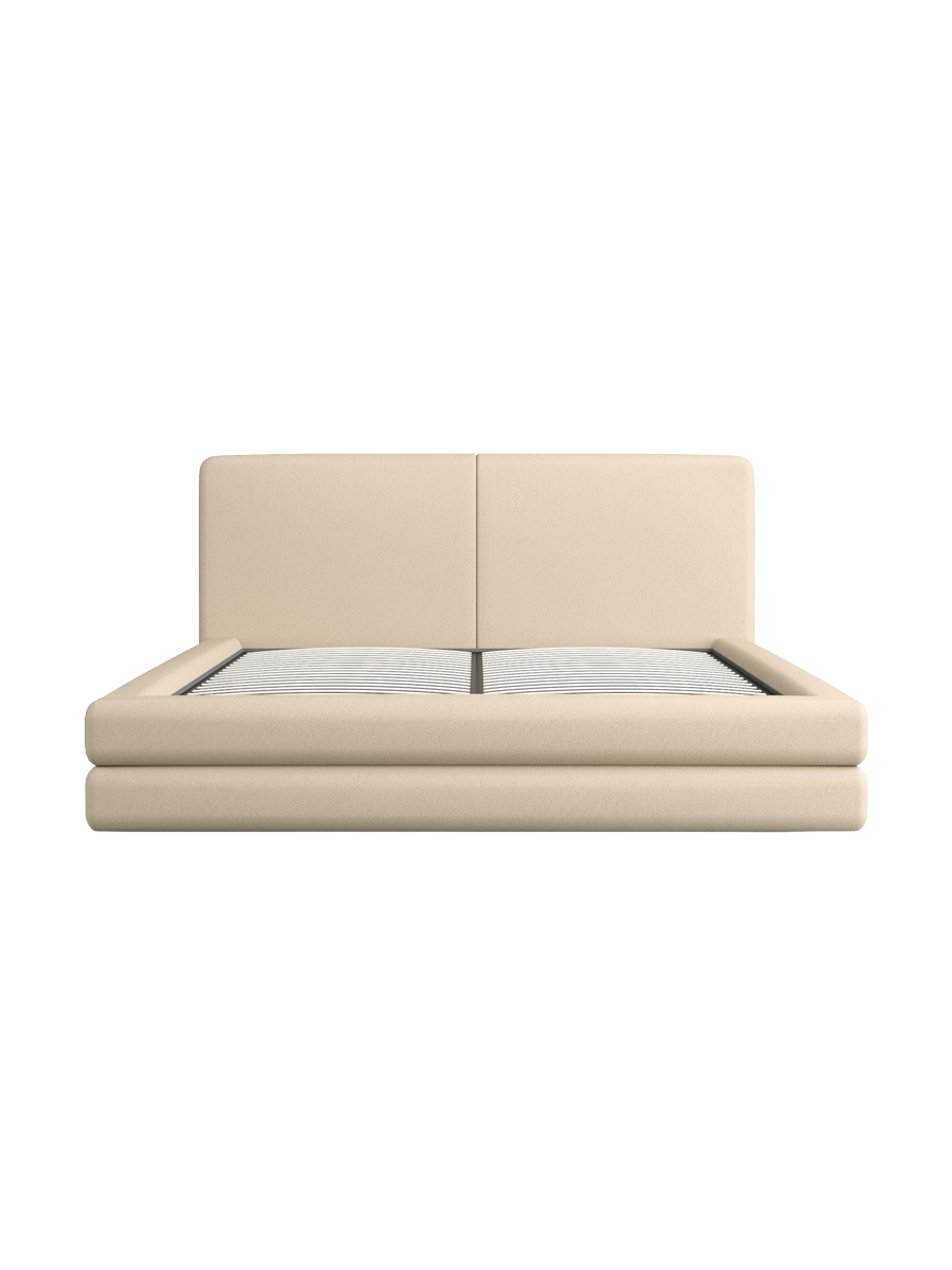 
Design Polsterbett „Liora“ mit Ablagefach, Kunstleder Beige - 140 x 200 cm