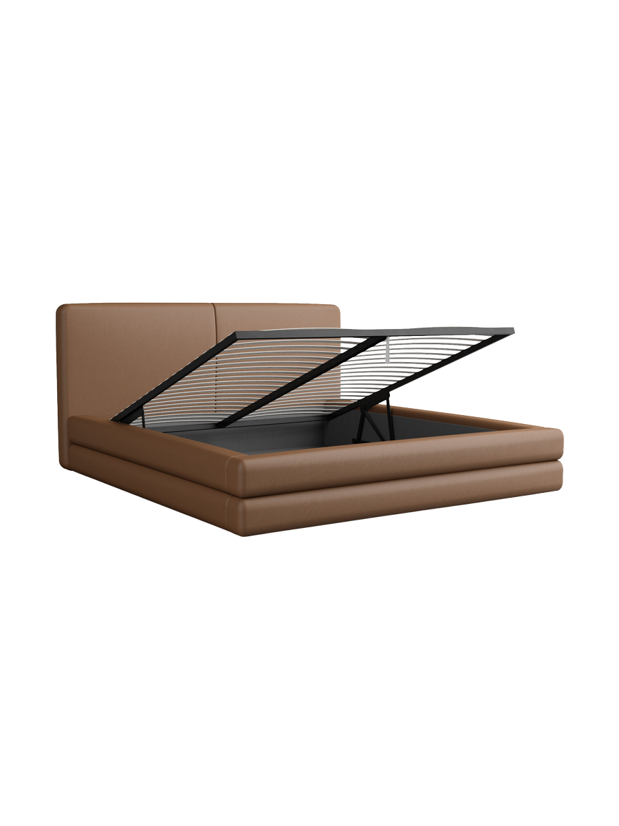 
Design Polsterbett „Liora“ mit Ablagefach, Kunstleder Choco Brown - 140 x 200 cm