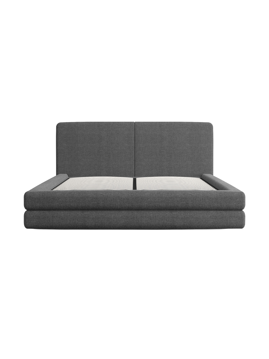 
Design Polsterbett „Liora“ mit Ablagefach, Webstoff Anthrazit - 140 x 200 cm