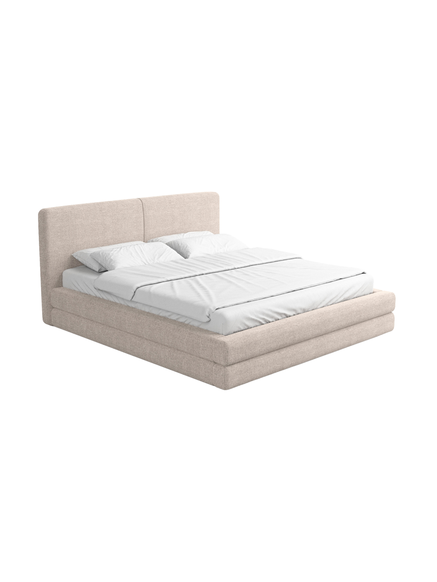 
Design Polsterbett „Liora“ mit Ablagefach, Webstoff Beige - 140 x 200 cm