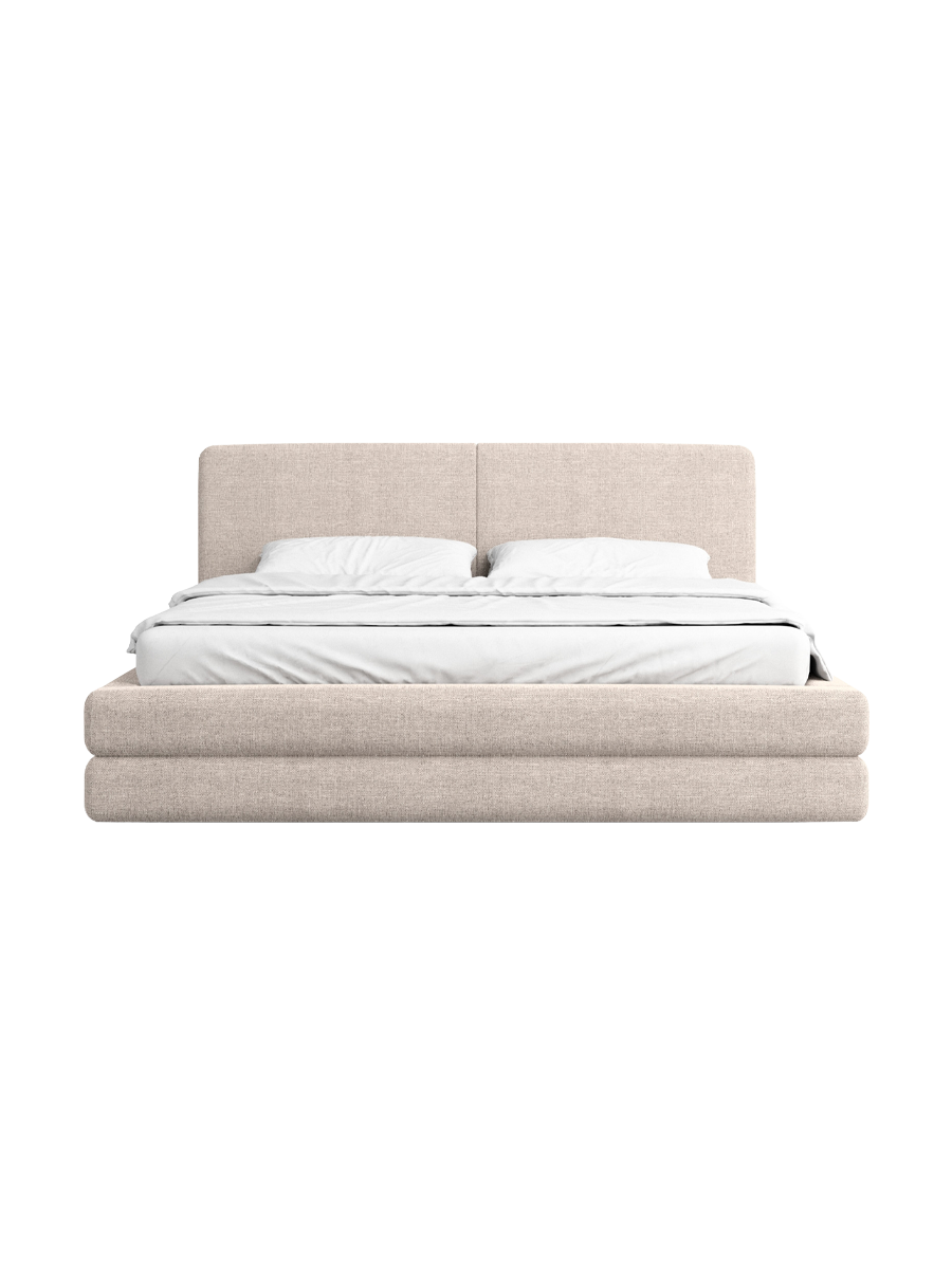 
Design Polsterbett „Liora“ mit Ablagefach, Webstoff Beige - 140 x 200 cm